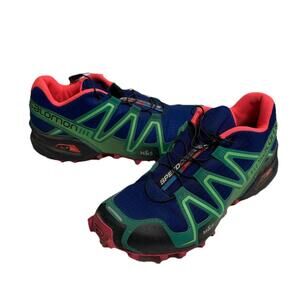 Salomon Speed Cross 3 Pink Blue Green Trail Running Womens Size US 7.5 Colorful